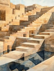 Minimalist watercolor illustration of organic abstract shapes with soft pastel tones