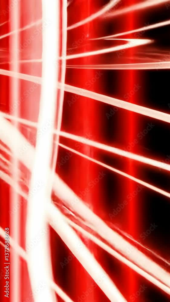 Poster dynamic red and white light patterns create a vivid abstract design in a modern urban setting