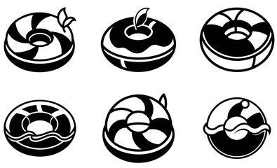 Simple Black and White Pool Float Icons