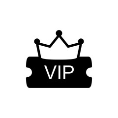 vip ticket icon with crown, simple flat style, illustration, logo sign symbol pictogram template, for ui or ux isolated on white for mobile app, editable