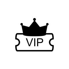 vip ticket icon with crown, simple flat style, illustration, logo sign symbol pictogram template, for ui or ux isolated on white for mobile app, editable