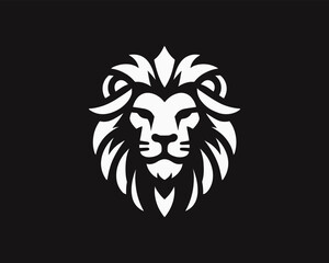 Lion head mascot icon vector illustration. black and white lion logo design template