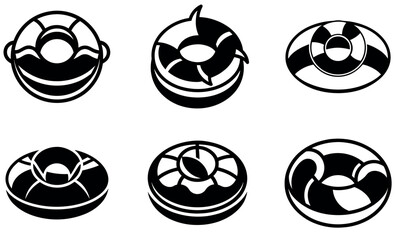 Simple Black and White Pool Float Icons