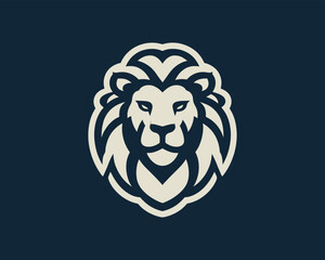 Lion head mascot icon vector illustration. Lion black and white logo design