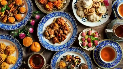 Central Asian Festive Food Table, Overhead