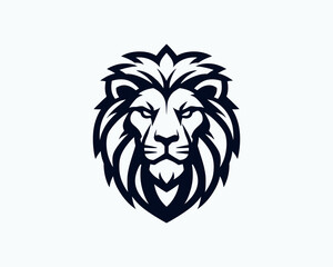 Lion head mascot icon vector illustration. Lion black and white logo design