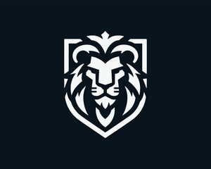 Lion head mascot icon vector illustration. black and white lion logo design template