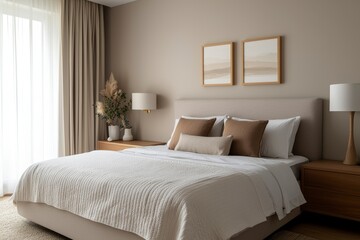 Modern Bedroom Design with Neutral Color Palette and Natural Elements
