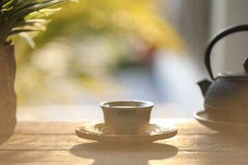 Tea set, afternoon cozy tea time