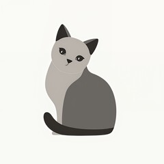 Stylized grey cat illustration with a modern, minimalist design.