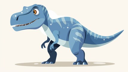 Obraz premium Blue cartoon dinosaur with sharp teeth and claws roaring in front of an abstract background.