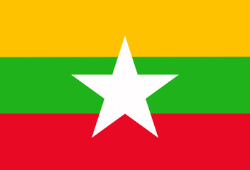 National flag of Myanmar. Vector illustration.