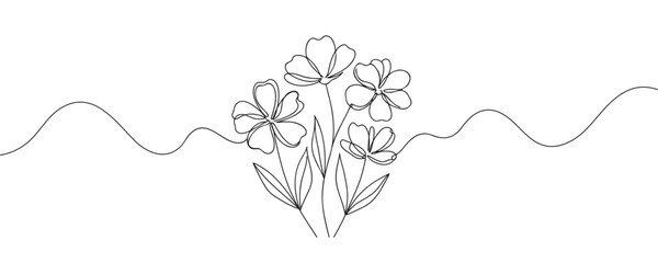 The flower is drawn as a continuous line. Vector illustration.