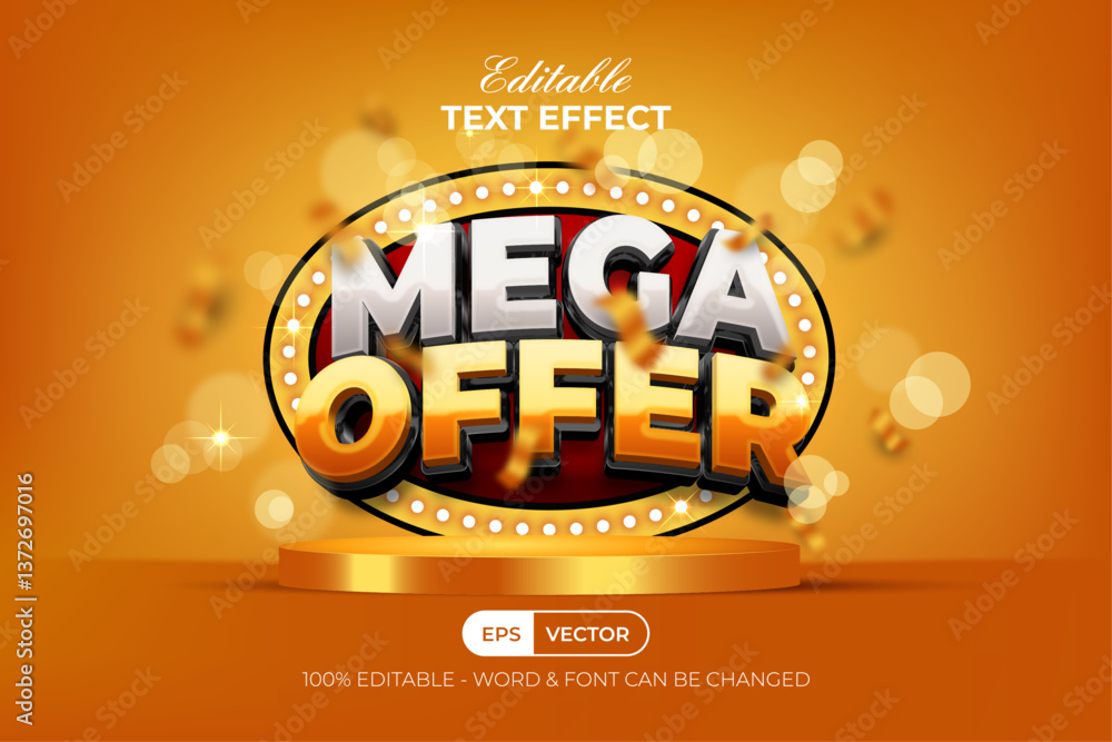 Poster 3d text effect offer promotion style. editable text effect.
