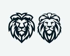 Lion Logo Design Vector Template. Elegant Lion Head Icon in Black and White Illustration.
