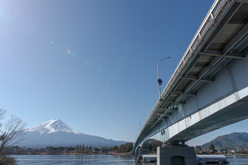 河口湖大橋と富士山
