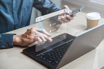 Artificial intelligence analysis algorithm technology. Ai analyst machine learning. Artificial...