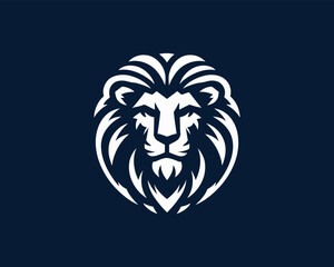 Lion Logo Design Vector Template. Elegant Lion Head Icon in Black and White Illustration.