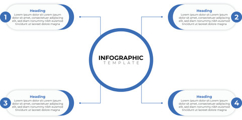 Minimalist Infographic Template with Four Highlighted Sections and Circular Center