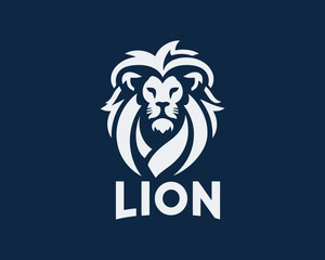 Lion Logo Design Vector Template. Elegant Lion Head Icon in Black and White Illustration.