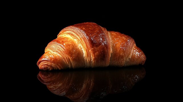 croissant on black background