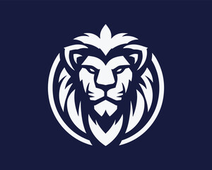 Lion Logo Design Vector Template. Elegant Lion Head Icon in Black and White Illustration.