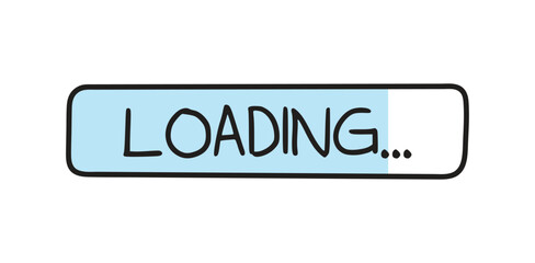 Loading vector lettering illustration isolated on white background.