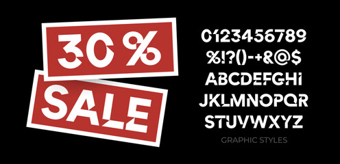 Geometric Font for Sale Headline and Sport Lettering. Modern retail commerce font, shopping malls. Alphabet for fashion, electronics, supermarkets, packaging, stores, signage. Vector typeset