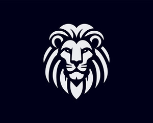 Lion Logo Design Vector Template. Elegant Lion Head Icon in Black and White Illustration.