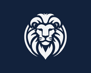 Lion Logo Design Vector Template. Elegant Lion Head Icon in Black and White Illustration.