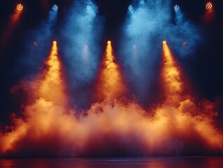 Stage Lights with Smoke, and Concert Background.