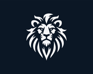 Obraz premium Lion Logo Design Vector Template. Elegant Lion Head Icon in Black and White Illustration.