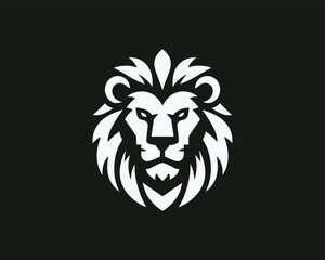 Lion Logo Design Vector Template. Elegant Lion Head Icon in Black and White Illustration.