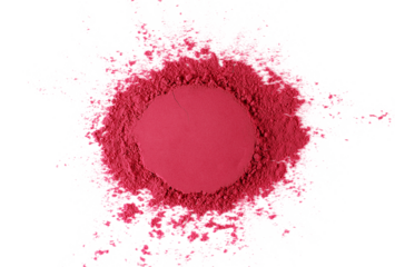 Pile of acai powder in shpe circle, isolated on white background, top view