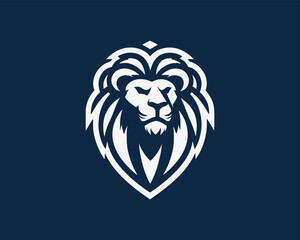 Lion Logo Design Vector Template. Elegant Lion Head Icon in Black and White Illustration.