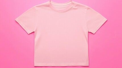 Plain Pink T-Shirt on Pink Background for Fashion and Apparel Display