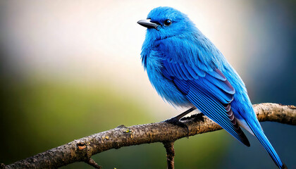 Obraz premium A stunning blue bird rests on a tree branch