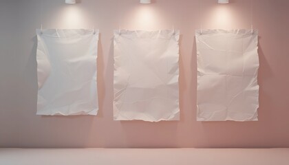 Art installation displaying blank canvas modern gallery minimalist artwork indoor environment front view creative expression