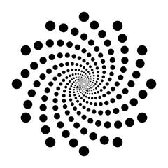 Abstract Spiral Background. A Swirl Of Black Dots On A Transparent Background.