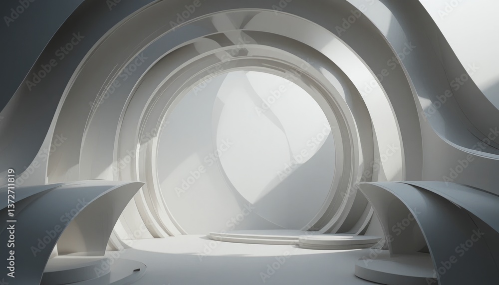 Poster Innovative design concepts futuristic architecture digital render minimalist environment captivating viewpoint