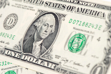 Nahaufnahme von einem US-Dollarschein für einen Dollar