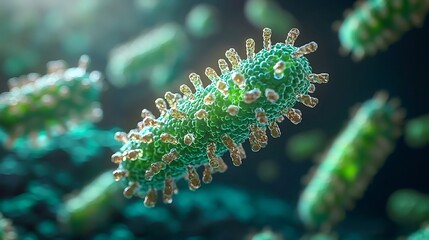 Fototapeta premium Interaction of Microorganisms in Eco-Friendly Health Solutions with Dynamic 3D