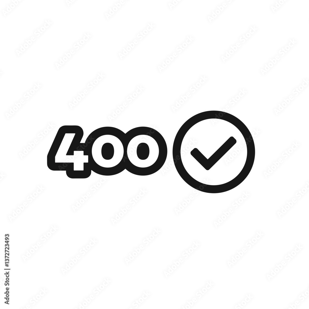 Poster 400 ok icon with checkmark, http status codes concept