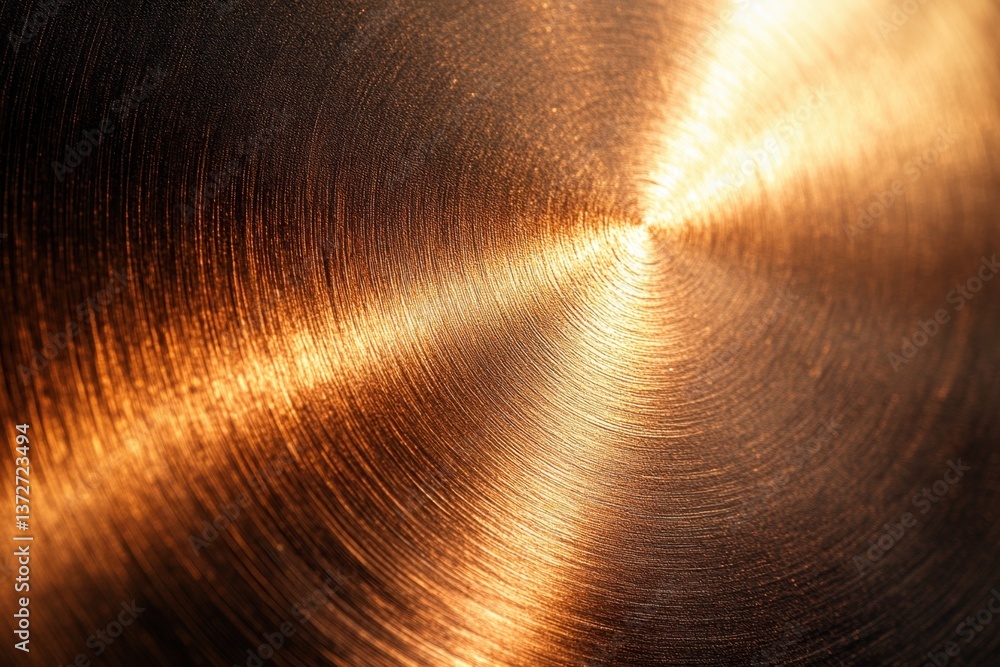 Poster abstract golden texture of brushed metal surface with circular pattern and radial gradient light for