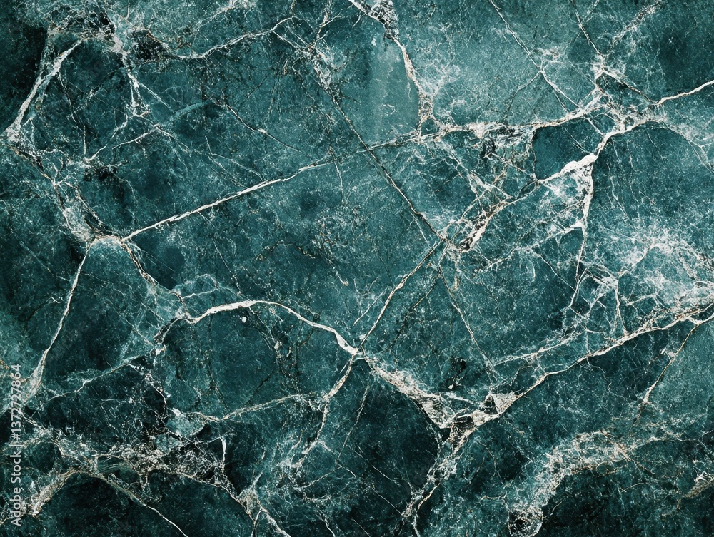 Poster elegant dark teal marble texture with intricate white veins creating a luxurious and natural stone p