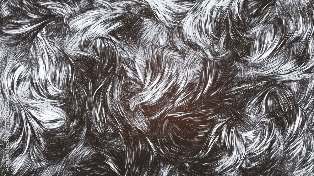 Wall mural abstract monochromatic swirling texture: black and white intertwined lines creating a dynamic, organ