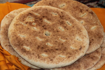 Khobz Close Up, Traditional Moroccan Bread, Amazigh Bread