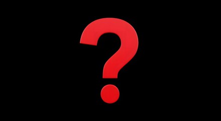 Bold red question mark on a black background, symbolizing curiosity and inquiry with high contrast.
