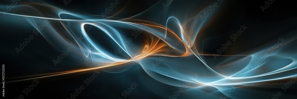 Poster Futuristic neon lines dance through an abstract space, creating a captivating and dynamic visual experience of elegance and minimalism