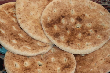 Khobz Close Up, Traditional Moroccan Bread, Amazigh Bread